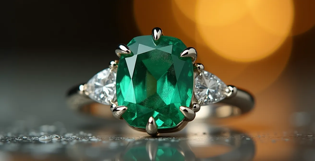 Extreme Nahaufnahme einer handgravierten Signatur auf einer Fassung aus Platin in der Haute Joaillerie