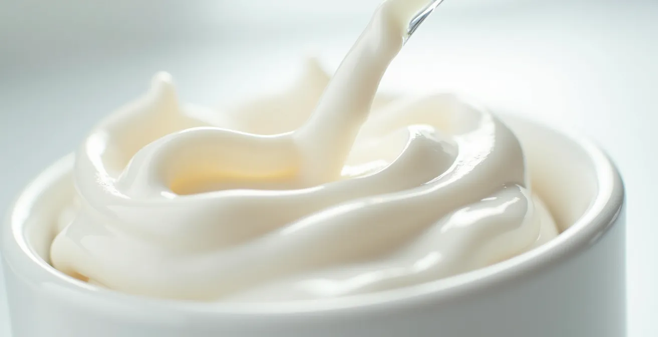 Makroaufnahme von Cremtextur mit wissenschaftlichem Analysefokus