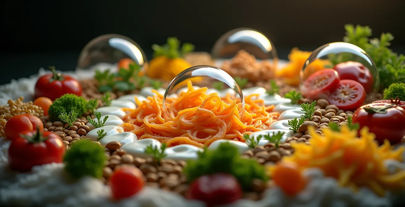 Symbolische Darstellung der Biotinproduktion durch Darmbakterien