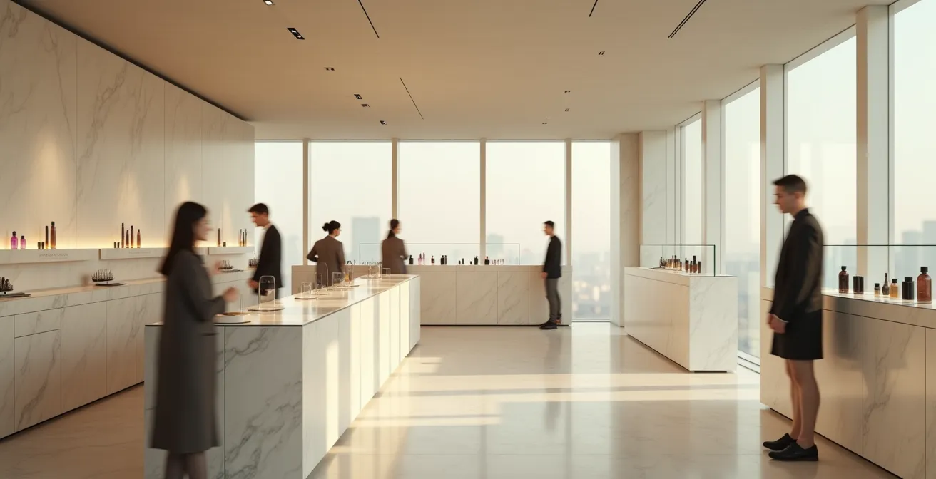 Zeitliche Entwicklung der Duftnoten von Kopf- über Herz- bis Basisnote visualisiert