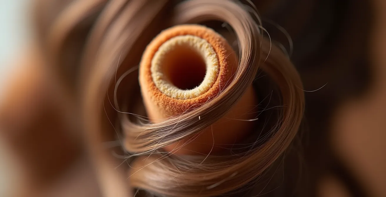 Traditionelle Heißwickler-Technik für voluminöse Curtain Bangs