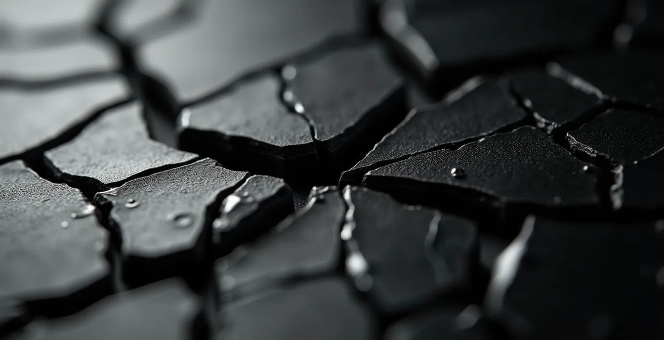 Makroaufnahme einer Bruchstelle in einem schwarzen Keramik-Uhrengehäuse zeigt die kristalline Struktur