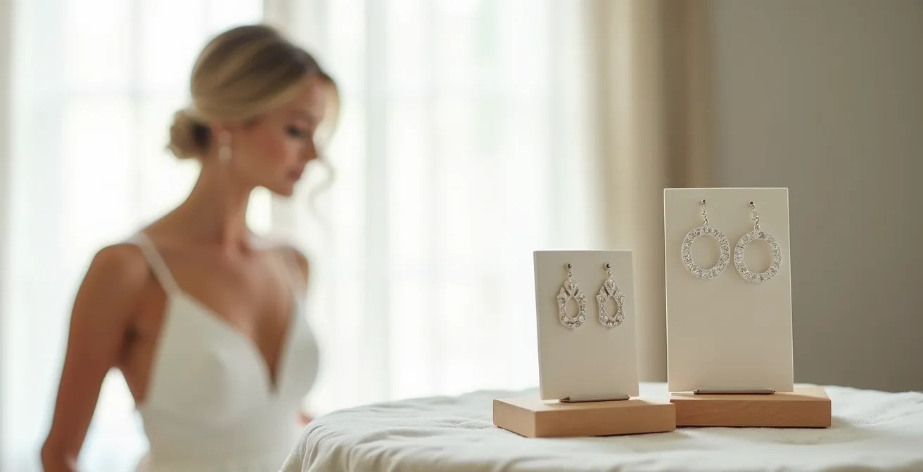 Vergleich von schweren und leichten Ohrringen für Hochzeitsfotos