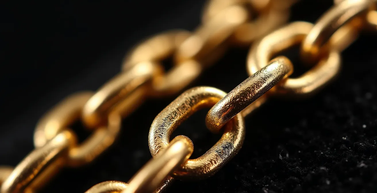 Detailaufnahme verschiedener Bruchstellen an Goldketten zur Beurteilung der Reparaturmöglichkeit
