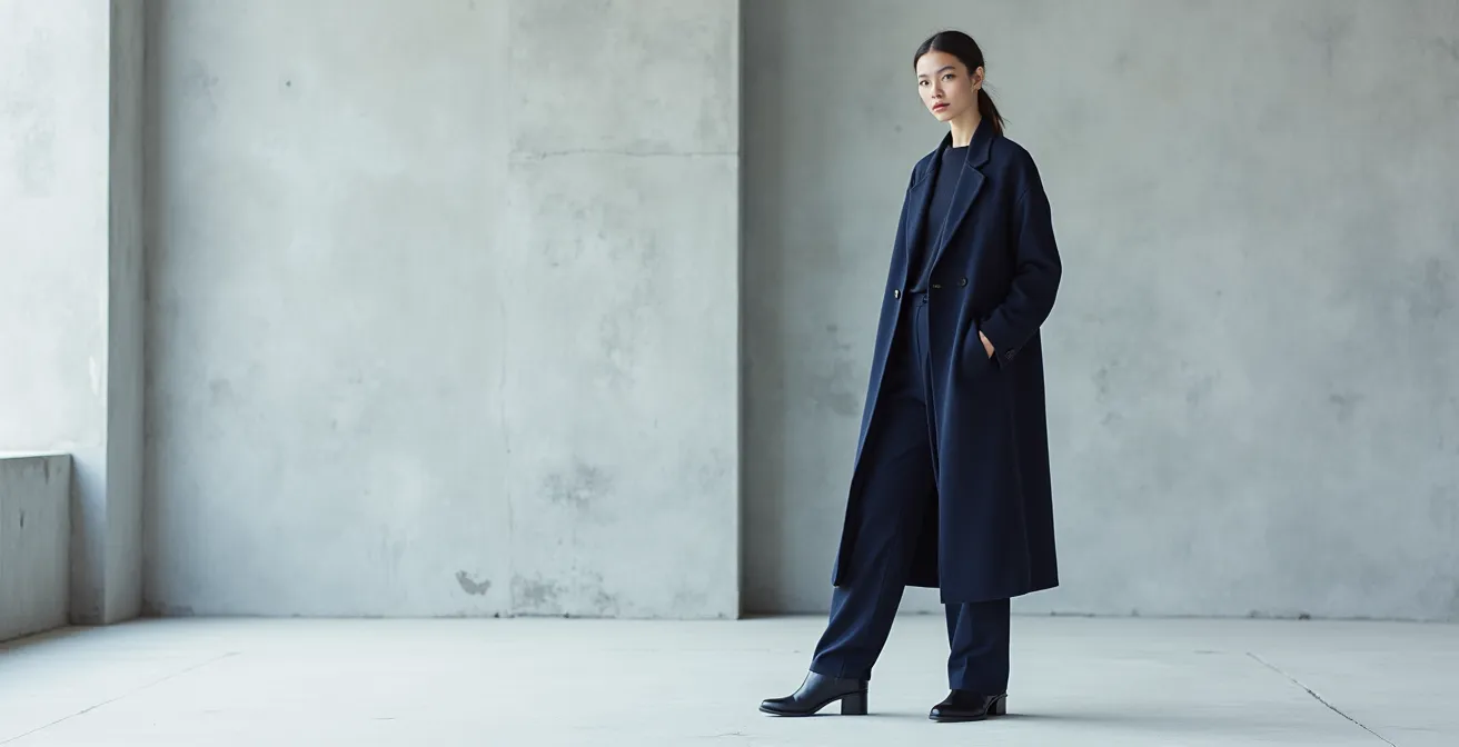 Monochromes Outfit für eine optisch gestreckte Silhouette