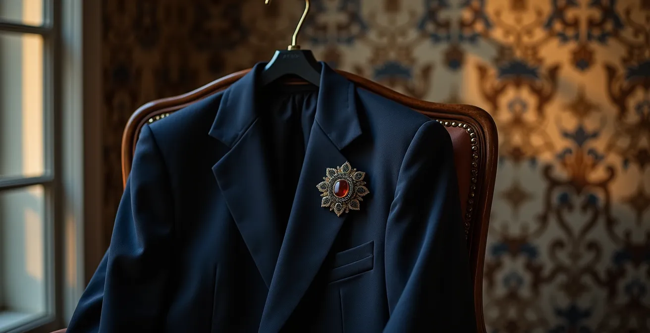 Moderner Blazer mit barockem Schmuckdetail für zeitgemäßen Business-Look