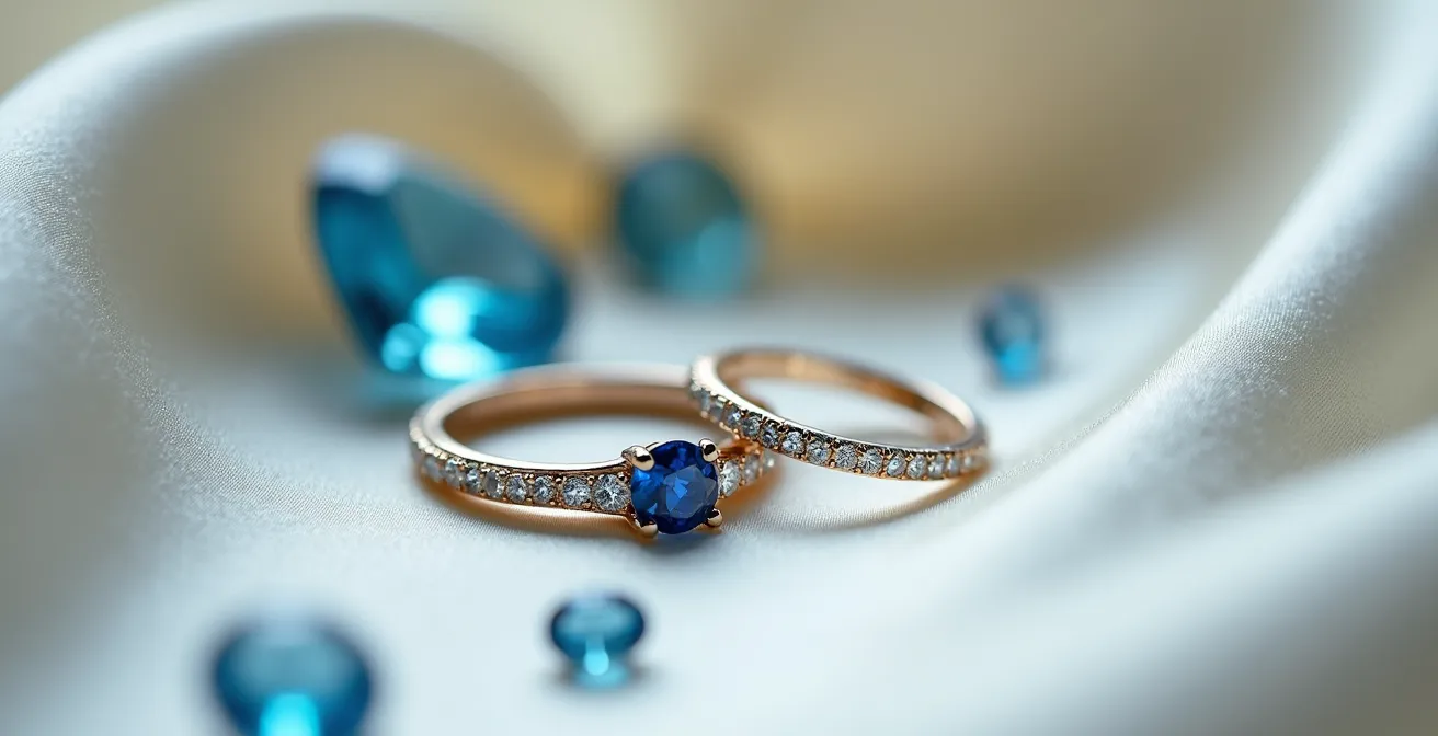 Dezente Saphir-Integration in Brautschmuck als Something Blue
