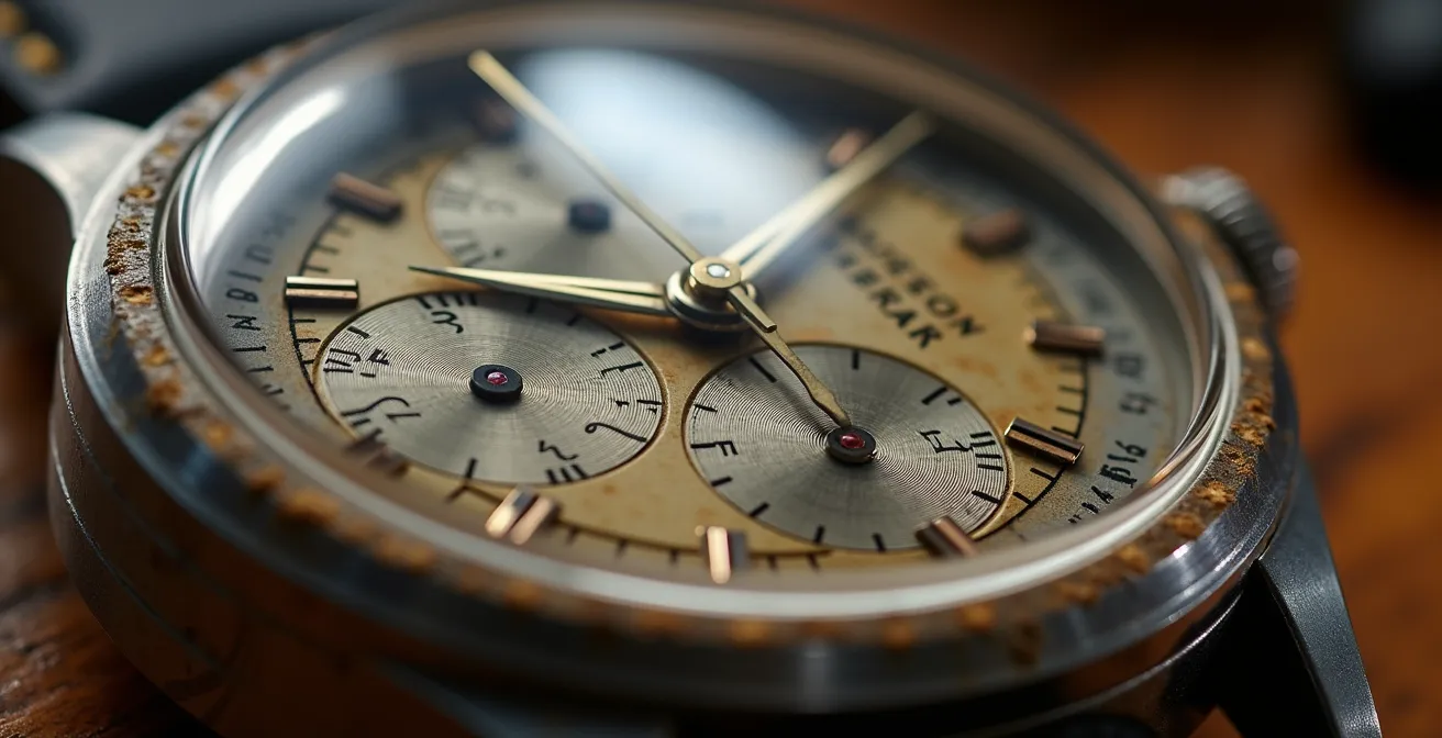 Detailaufnahme zur Authentifizierung von Vintage-Uhren